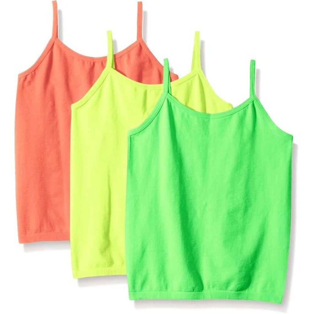 Pink House Girls' 3 Piece Seamless Jersey Tank Top Neon Green, Yellow and Orange